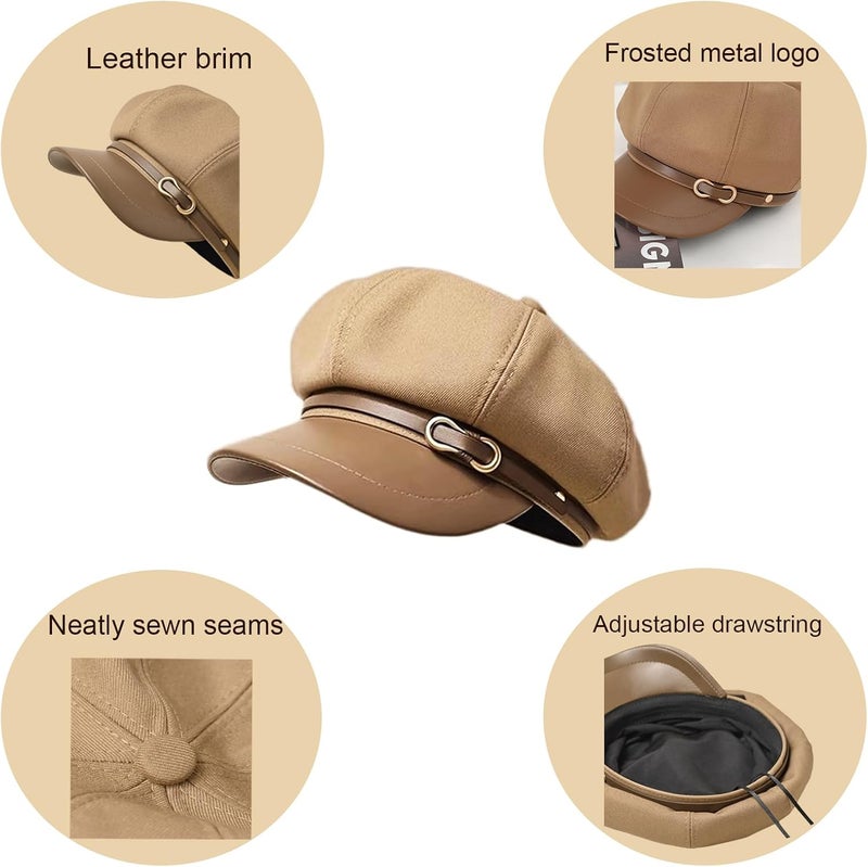 Busnos Newsboy Hats for Women and Men Beret Women's Hats & Caps Fall and Winter Womens Hat y2k Hat Women's Octagonal Cap - Image 2